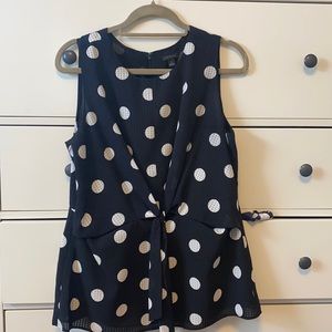 Ann Taylor Sleeveless polka dot blouse
